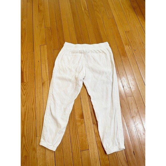 Athleta Cabo Linen Joggers Pants Womens Size 8 Petite White Zip Pockets Pull On - Picture 12 of 15